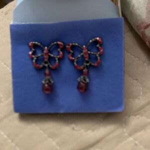 VTG 2003 Avon Red Butterfly Earrings